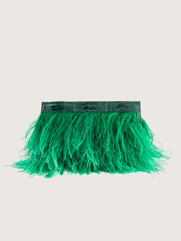 Nambi Feather Clutch - Brilliant Green