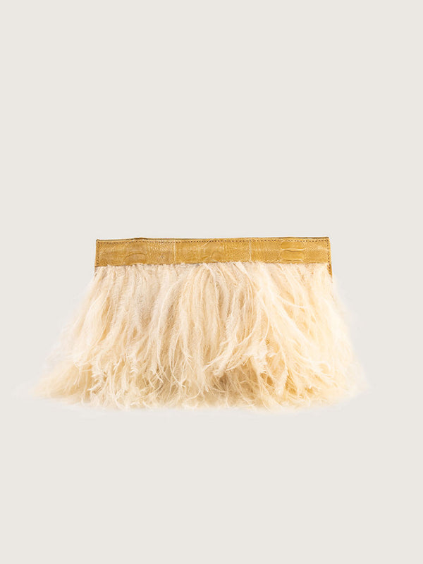 Nambi Feather Clutch - Oryx Stone Wash
