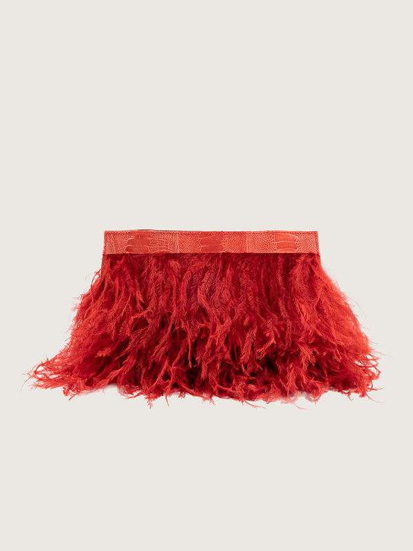 Nambi Feather Clutch - Flame Red