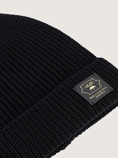 Okapi Beanie – Black, 100% Merino Wool – OKAPI