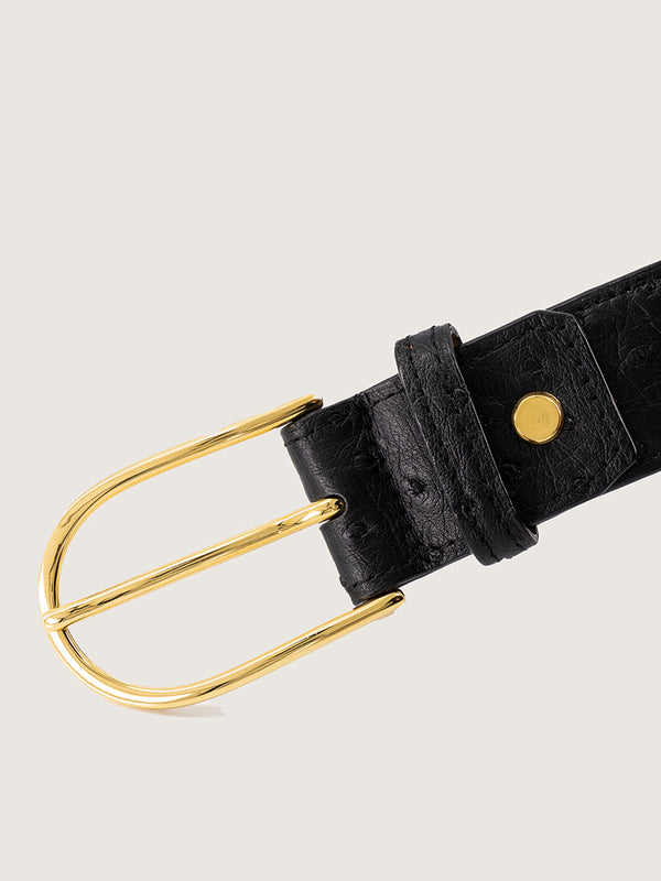 35mm Black Ostrich Belt 36 Inch