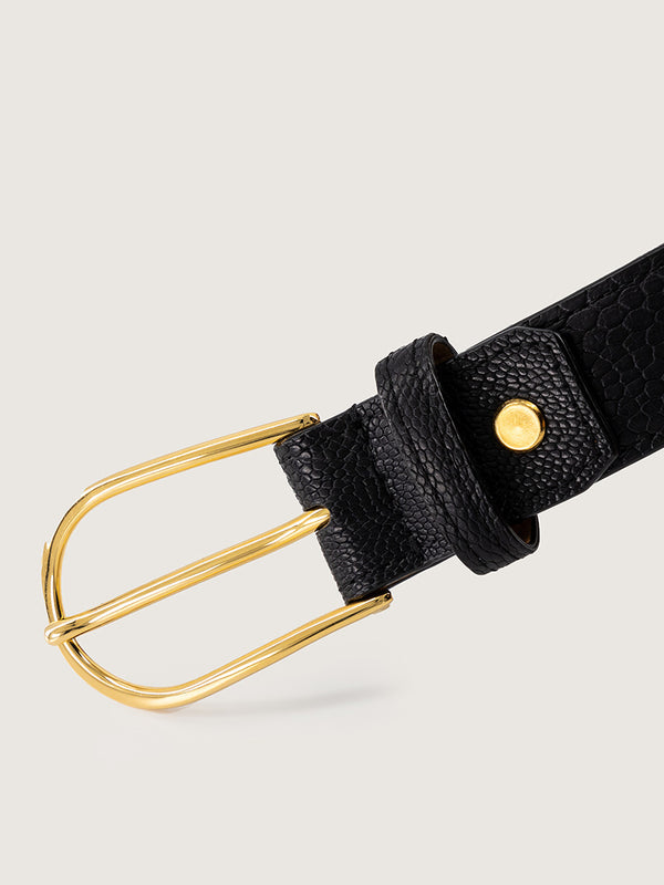30mm Black Ostrich Belt 38 Inch