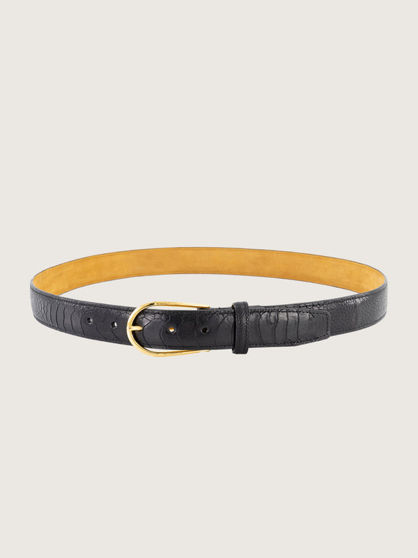 30mm Black Ostrich Belt 38 Inch