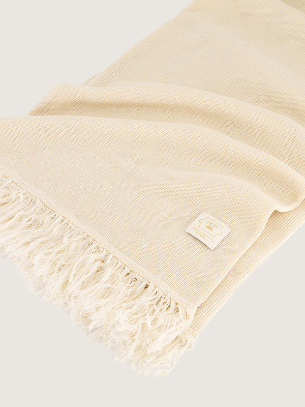 Okapi Fringed Scarf – Ecru, 100% Merino Wool