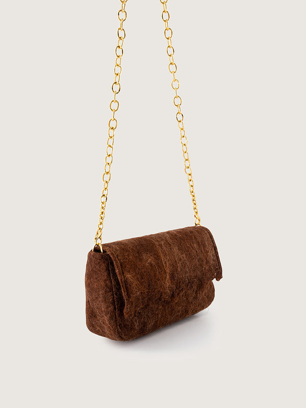 Bentum Clutch. Brown Merino and Mohair Wool felt