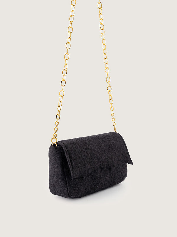Bentum Clutch. Black Merino and Mohair Wool felt