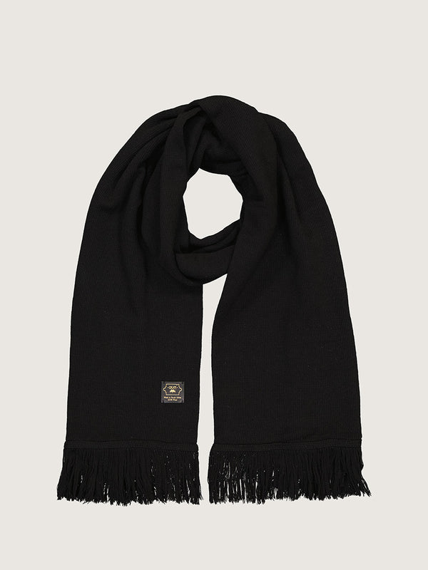 Okapi Fringed Scarf – Black, 100% Merino Wool