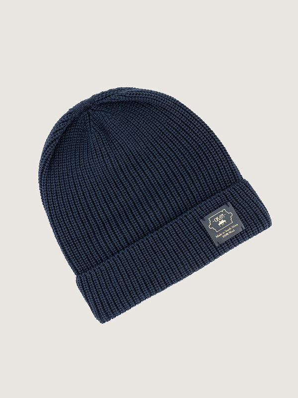 Okapi Beanie – Navy, 100% Merino Wool