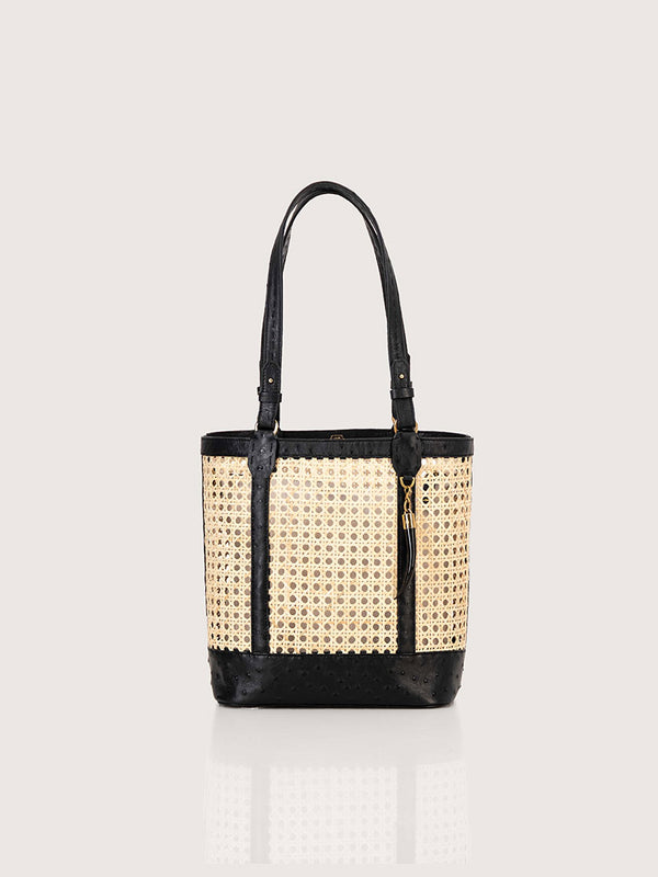 Med Rattan Bag Fq Ostrich Black