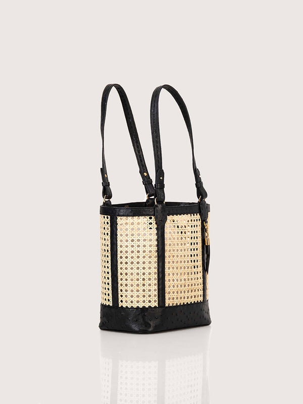 Med Rattan Bag Fq Ostrich Black