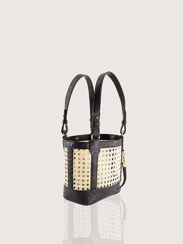 RATTAN BAG SMALL FQ BLACK