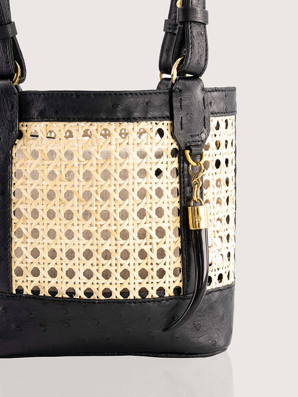 RATTAN BAG SMALL FQ BLACK