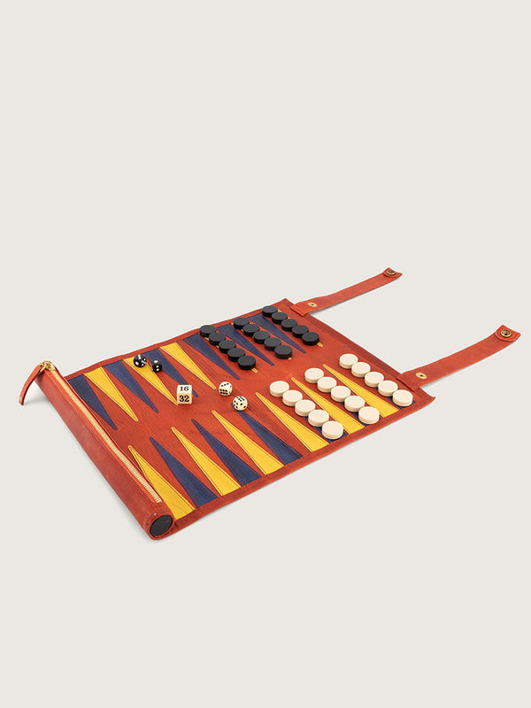 Backgammon game set Scarlet Red, Hydrangea & Sun