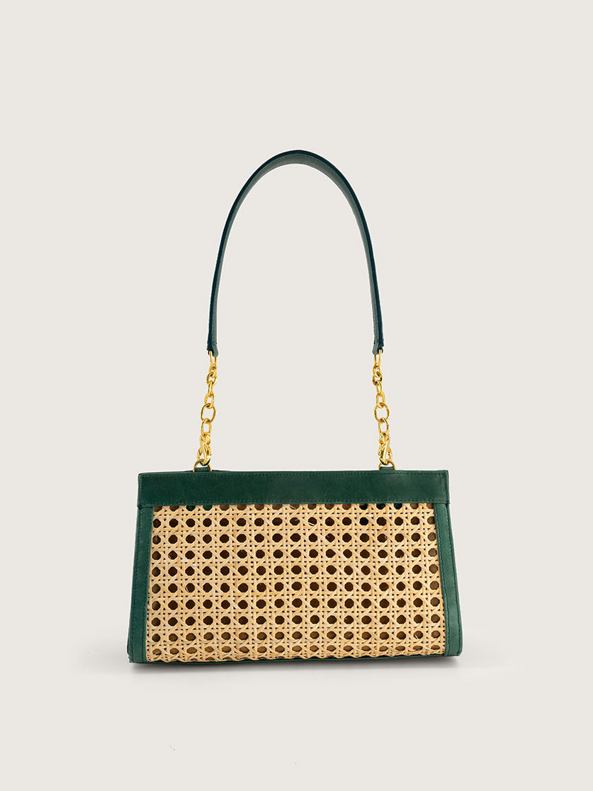 Nambi Rattan Clutch Bovine Brilliant Green OKAPI