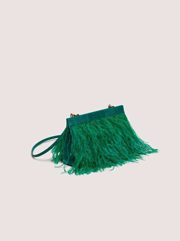 Nambi Feather Clutch Brilliant Green
