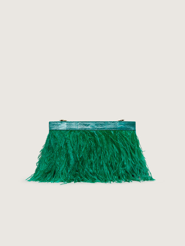 Nambi Feather Clutch Brilliant Green