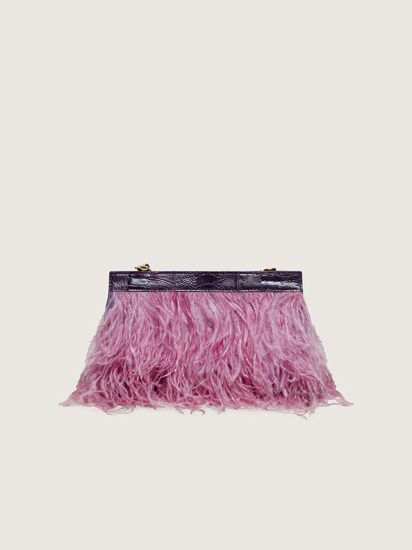 Nambi Feather Clutch African Violet
