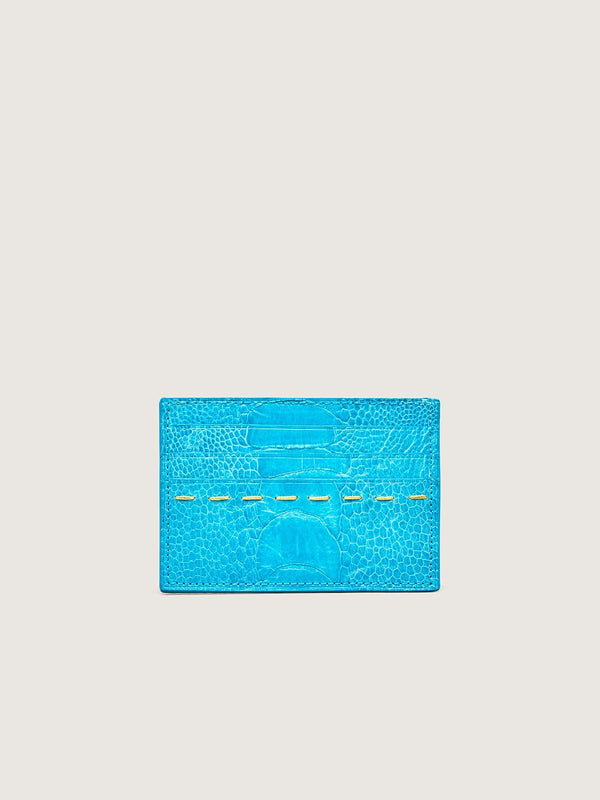 Card Holder - Ostrich Shin Crystal Blue