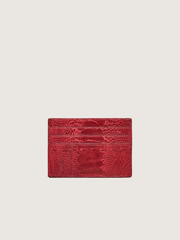 Card Holder - Ostrich Shin Flame Red