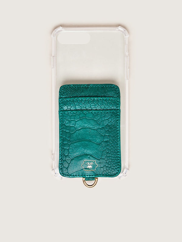 Phone Wallet - Brilliant Green Ostrich Shin